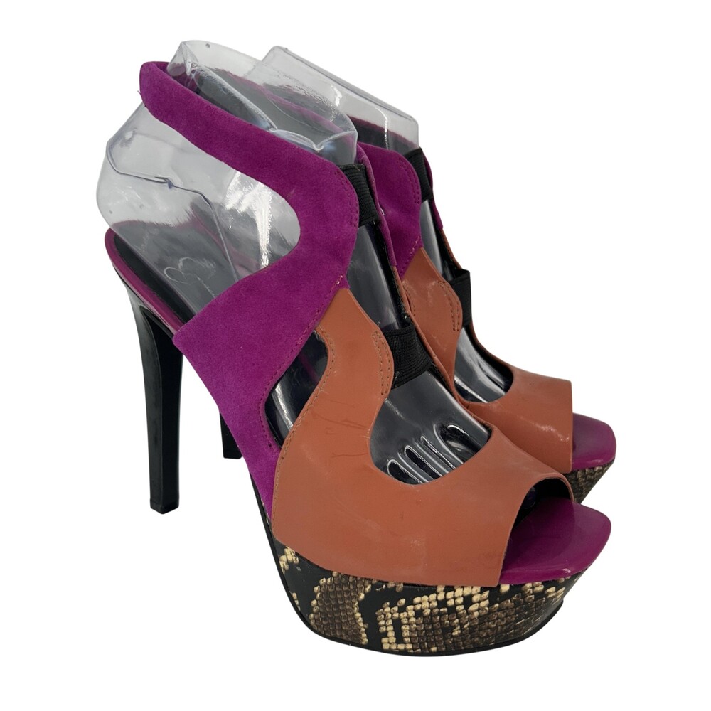 Jessica Simpson Sandals Shoes Womens Size 7.5 JS-Bendie Colorblock Platform Heel